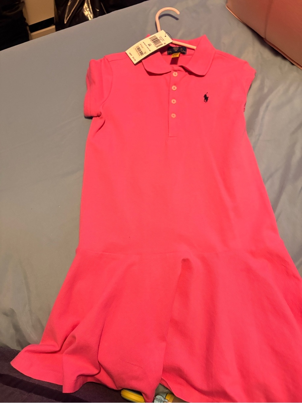 Ralph Lauren Girls' Bright Pink Polo Dress with Embroidered Pony